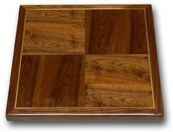 Walnut Veneer on Parquet Pattern with Gold Accent Stripe and Walnut Wood Edge