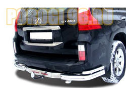Защита заднего бампера "уголки" двойные d76/42 для Lexus GX 460 (2009-...)