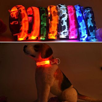 Светящийся ошейник для собак &#039;Камуфляж&#039;, размер XL