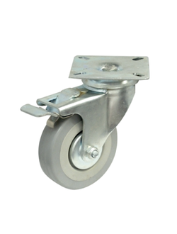 Колесная опора резиновая с площадкой d=50 с тормозом