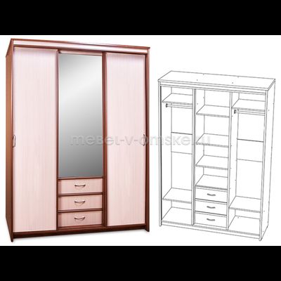 ШМ380 Шкаф-купе Карина 1,5 с зеркалом. Размер: 1500х2200х540.