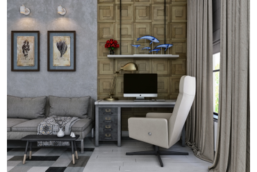 Стеновая панель из массива дуба "Квадраты модульные натуральные" (артикул 1008-ST) в интерьере гостиной