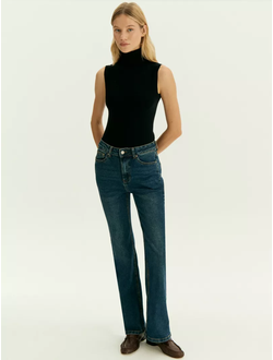 Джинсы клеш с высокой посадкой (синий)