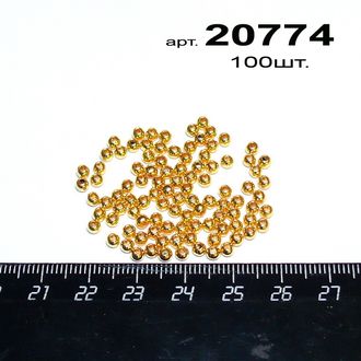 Бусина акрил металлизированная арт.20774: ф 3мм - цвет "золото" - 1,4г - уп.100шт.