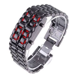 Led Watch - часы Iron Samurai наручные черные с красными диодами