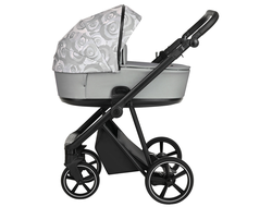 Коляска 2в1 Roan Sol Flowers Gray/Black (руч.Черная)