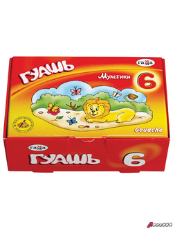 Гуашь ГАММА «Мультики», 6 цветов по 20 мл, без кисти, картонная упаковка. 190201