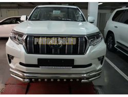 Защита переднего бампера тройная с защитой акула d76/60/42 для Toyota Land Cruiser Prado 150 (2017-...)