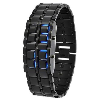 Led Watch - часы наручные Самурай черные с синими диодами