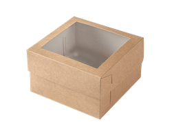 Коробка самосборная с окном 16х16х10 см цвет крафт