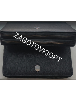 Клатч из эко кожи Флотер с двумя отделами на молнии с металлической вставкой и линзой