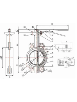 Затвор поворотный дисковый ручной чугунный Benarmo Ду 40 50 65 80 100 125 150 250 Ру16 межфл с рукояткой диск чугун манжета EPDM EURO