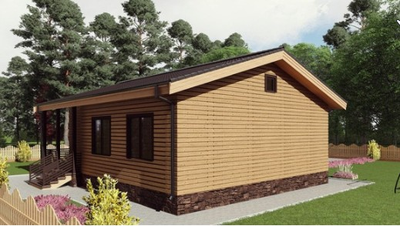 Одноэтажный каркасный дом с тремя спальнями 98м² (SK39)