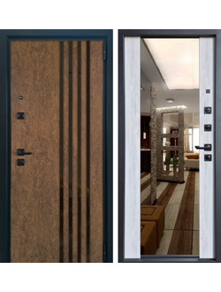 STEEL ART (СТИЛ АРТ) МЕЛИТОПОЛЬ. МОДЕЛЬ 290. ВЕРОНА МОККО + ВЕРТИКАЛЬНЫЕ ВСТАВКИ / ГРАФ + ЗЕРКАЛО.