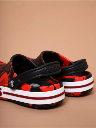 CROCS BAYABAND RED BLACK PRINTED КРАСНЫЕ
