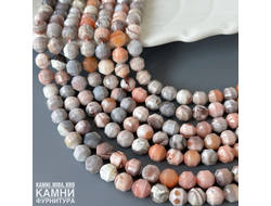 "Розовый агат Ботсвана" агат бежево-розовый с серыми и оранжевыми оттенками, фонарик 6,6-7,2 мм, цена за нить 19 см