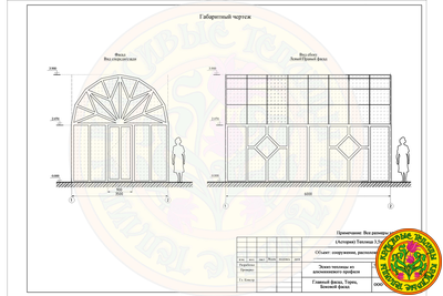 Фасад теплицы из стекла и алюминия АСТОРИЯ 6000 3500