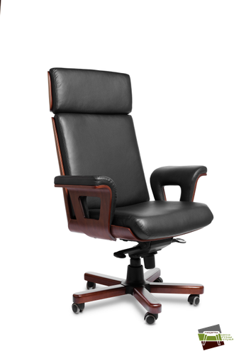 Кресло для руководителя CADIS A кожа черная/т.орех