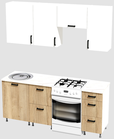 Кухня эконом 1,5 метра (600х500х400) Цвет: Белый/Дуб Вотан