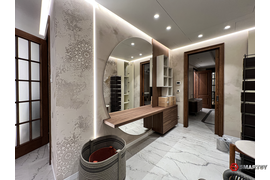 Полукруглое зеркало с подсветкой в прихожей