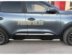 Пороги труба с проступью d76 для Chery Tiggo 4 рестайлинг (2018-2024)
