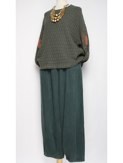 Брюки Бохо вельветовые "Бананы крупный вельвет" малахит  р.50-54