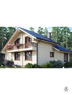 "Инари": Современный Двухэтажный Дом из Клееного Бруса с Эркером и Просторной Террасой 157,1 м²