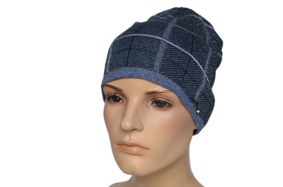 Синяя шапка в клетку женская Италия Вицио