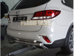 Защита заднего бампера двойная d60/42 для Hyundai Santa Fe Santa Fe GRAND 2018-