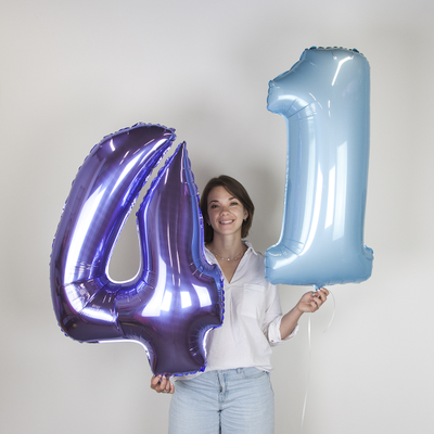 Цифра фольгированная, голубая (102см)