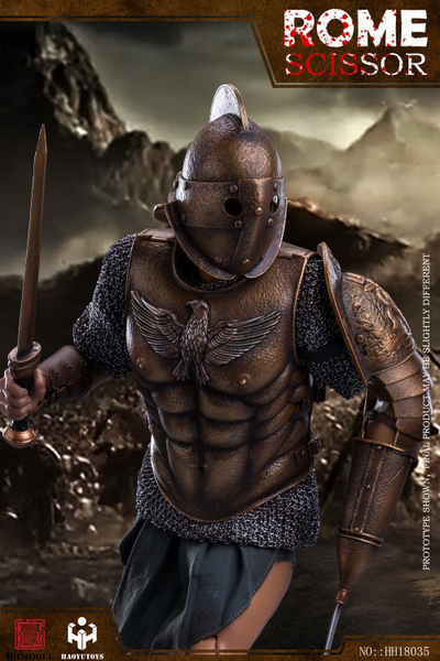 Римский гладиатор скисор (арбелас) в золотой броне - Коллекционная ФИГУРКА 1/6 Imperial Army Hunting Ground Fighter SCISSOR Gold Edition (HH18035) - HHMODEL & HAOYUTOYS