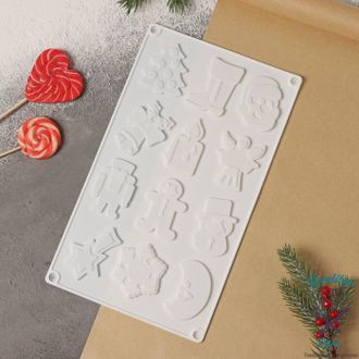 Форма силиконовая для льда и шоколада Доляна «Новый год», 29,3×17,3 см, 12 ячеек, цвет МИКС