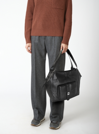 (АРТИКУЛ: 10126/1/5) СУМКА ЖЕНСКАЯ БОЛЬШАЯ, НАТУРАЛЬНАЯ КОЖА, ЧЕРНАЯ, РУЧКИ ЧЕРЕЗ ПЛЕЧО