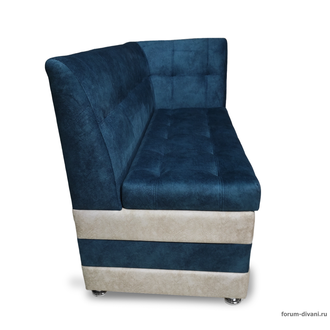 Кухонный ДИВАН "ФОРУМ-5МН" С БОКОВОЙ СПИНКОЙ, Синий/слоновая кость Правый