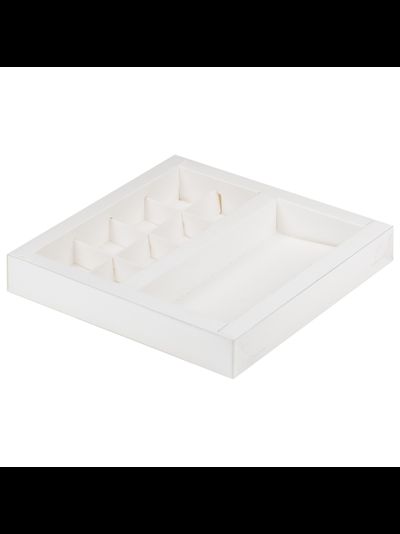 Коробка для 8 конфет + шок. плитки 160мм (белая), 200*200*30мм