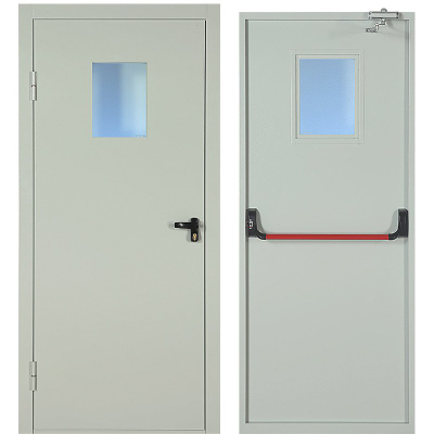 Дверь противопожарная ДПМО-01/60 остекленная с системой антипаника 2100*900 - 1,4 мм