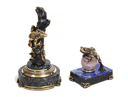 Статуэтка "Лягушка". Бронза, натуральный камень.