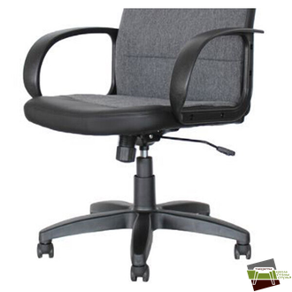 Кресло Кр58 ТГ ПЛАСТ С1(ткань серая)/ЭКО1 (экокожа черная)