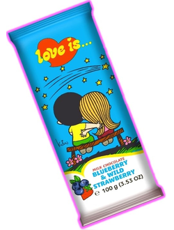 Шоколадная плитка LOVE IS с начинкой из черники и земляники 100гр (20)