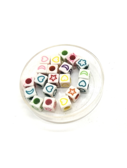 Бусины пластиковые фигурные, 8 мм кубик белый