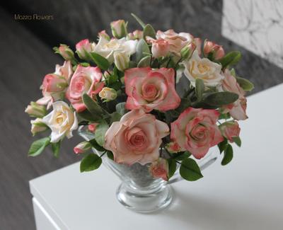 Букет "Винтажные розы" из полимерной глины.