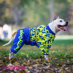Комбинезон для больших собак Алфавит син/желт