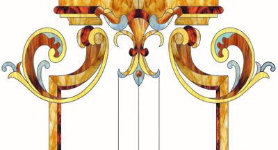 Витражная пленка, витражная пленка самоклеющаяся, пленочный витраж с классическим рисунком