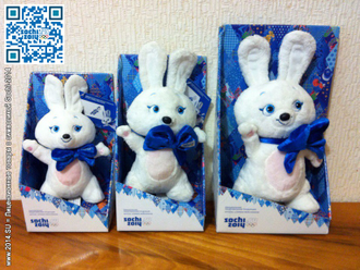 Мягкая игрушка-талисман Зайка с бантом высотой от 12 до 110 см (15 вариантов)