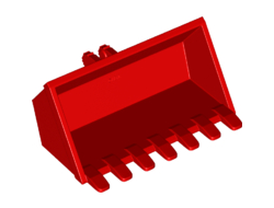 Vehicle, Digger Bucket 7 Teeth 3 x 6 with Locking 2 Finger Hinge, Red (30394 / 6210396)