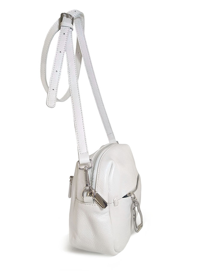 (АРТИКУЛ: 9945/8) СУМКА ЖЕНСКАЯ,  НЕБОЛЬШАЯ, НАТУРАЛЬНАЯ КОЖА, БЕЛАЯ "МОЛОЧНАЯ" С ЕДВА ЗАМЕТНЫМ ПЕРАМУТРОВЫМ БЛЕСКОМ, С ПЛЕЧЕВЫМ РЕМНЕМ