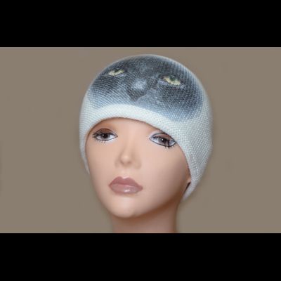 Женская шапка белая с кошкой Vizio Италия 1004