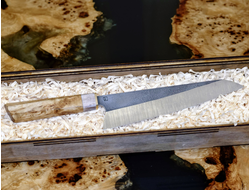 Нож ручной работы Gyuto Y82 / сталь D2 / карельская береза / натуральный цвет