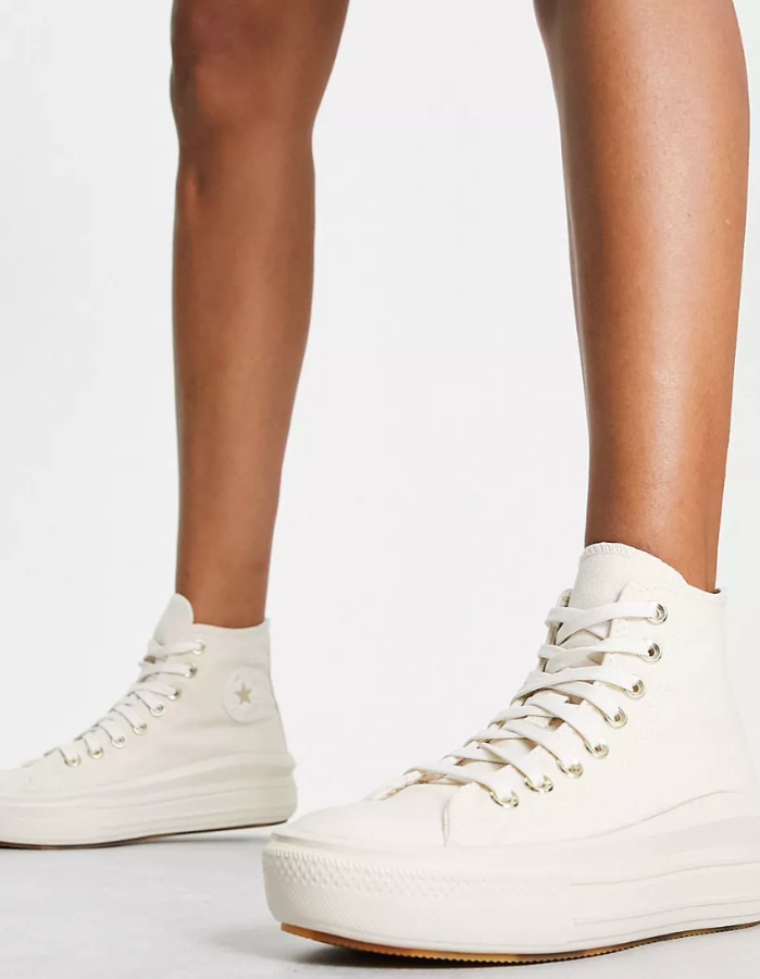 Белые кеды с золотыми элементами Converse Chuck Taylor All Star Move Platform gold detail 