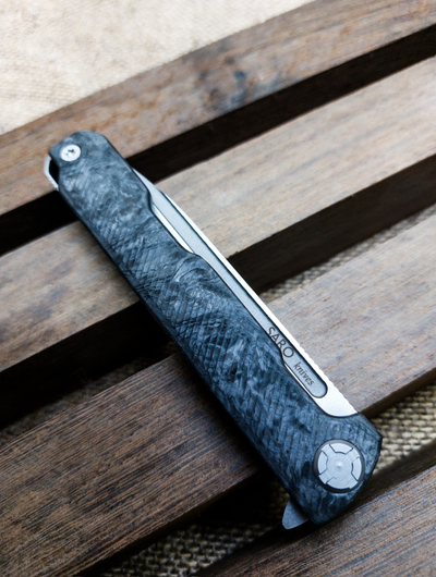 Складной нож Single EVO. Клинок ДОЛ, СТАЛЬ ELMAX, хаотичный карбон